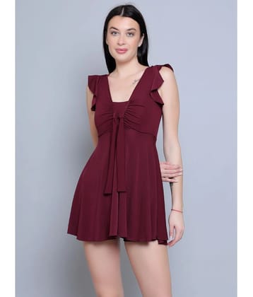 N-Gal Lycra Maroon One Piece Swimsuit without Skirt - Single - None