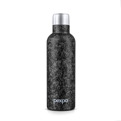Pexpo Stainless Steel, ISI Certified ISI Certified Flask, 500 ml, Black with Steel Cap, Oreo | Portable & Keeps Beverages Hot/Cold for 24+ Hours
