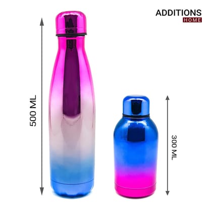 Stainless Steel Vacuum Insulated Water Bottle | Leak-Proof Double Walled Bottle Capacity of 500 ML & 300 ML Set Of 2-500 ML & 300 ML 1