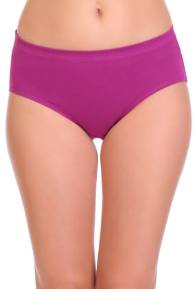 Sona Comfortable 8000 Cotton Plain Inter Elastic Hipster Plus Size Panties Purple-M / Purple