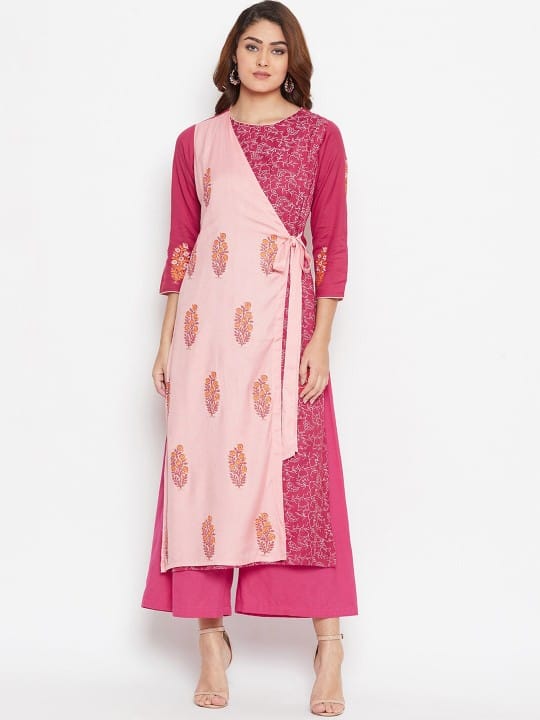 Women Burgundy Ethnic Motifs Printed Kurta