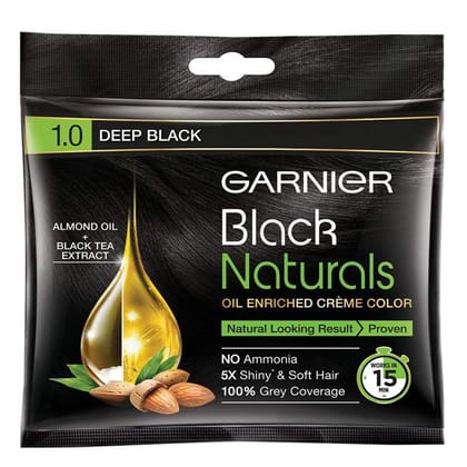 Garnier Black Naturals Oil-Enriched Cream Colour - Deep Black (20 ml + 20 gm)