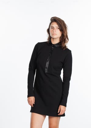 Fleece Jersey Dress in Black-Black / 6