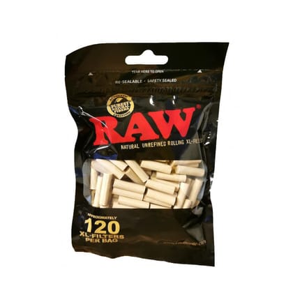 RAW BLACK Slim Unrefined Cellulose Filters 6mm x 22mm - Pack of 120