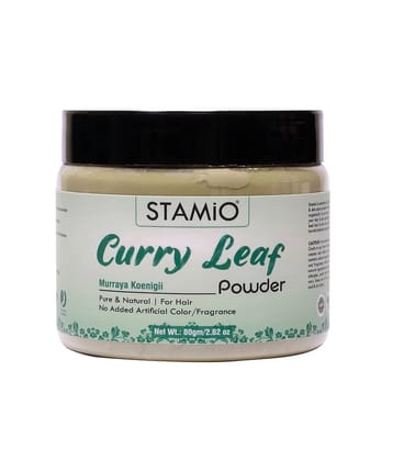 STAMIO Curry Leaves/Murraya koenigii/Kadi Patta Powder Pack for Hair Care Mask, 80gm