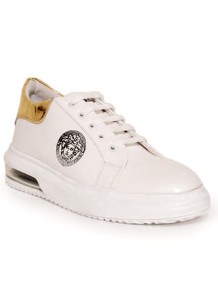 white solid  lace up sneaker