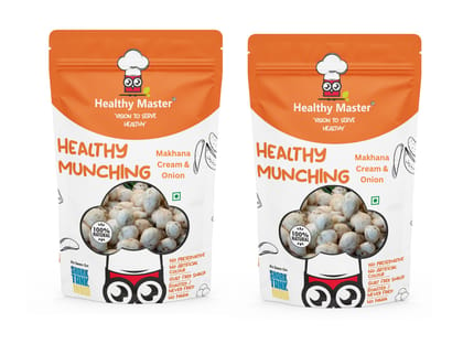 Healthy Master Roasted Cream And Onion Makhana (Fox Nuts), 120 gm Each - Pack of 2