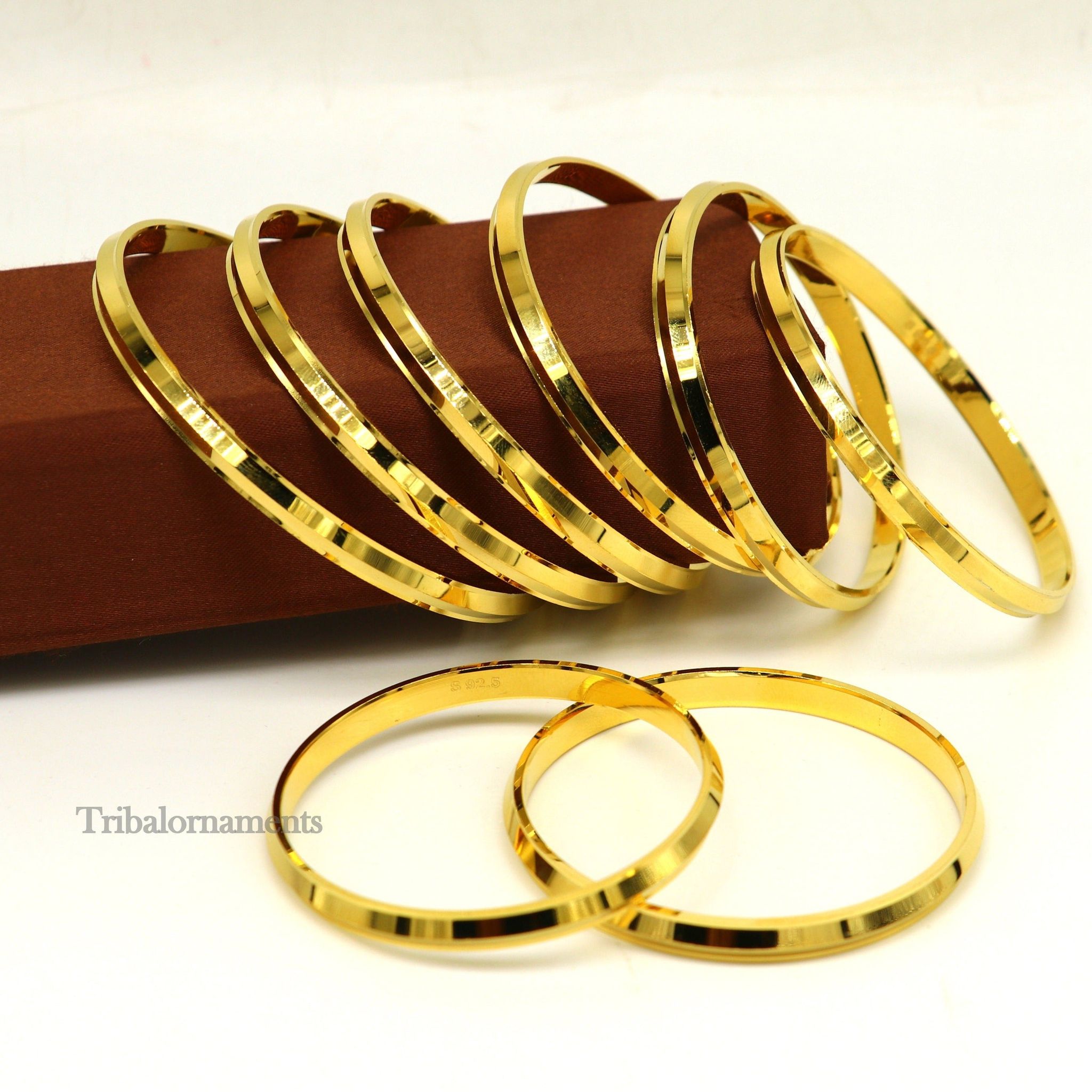 Punjabi Kada, Sikkh Kada 925 sterling silver handmade, Rajputi Royal Kada, stunning gold polished solid silver couple bangle kada nsk365-2-2 or 2.125 inch