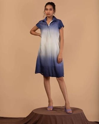 Dark Blue Ombre Dress-XS