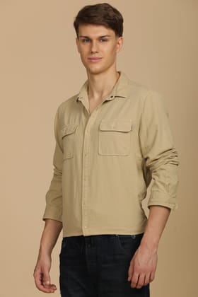 Marcus - Soft Texture Cotton Shirt - Beige-S-38 / BEIGE