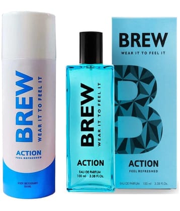 Brew - ACTION DEODORANT AND PERFUME Eau De Parfum (EDP) For Unisex 300ML ( Pack of 2 )
