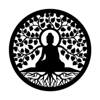 Rave Buddha PVC Plaque Cutout Ready to Stick Home Office Decor Wall |lightweight| 15 * 15 inch| Black