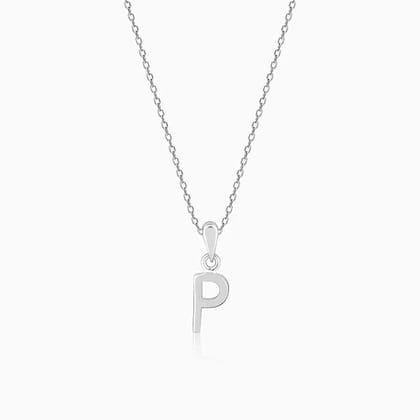 Silver P Initial Pendant with Link Chain