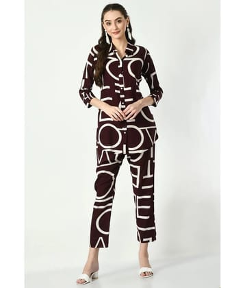 MAURYA Womens Full Length Co ord Set Wine Co ords Women Shirt and Pant Co ord Sets for Women - None