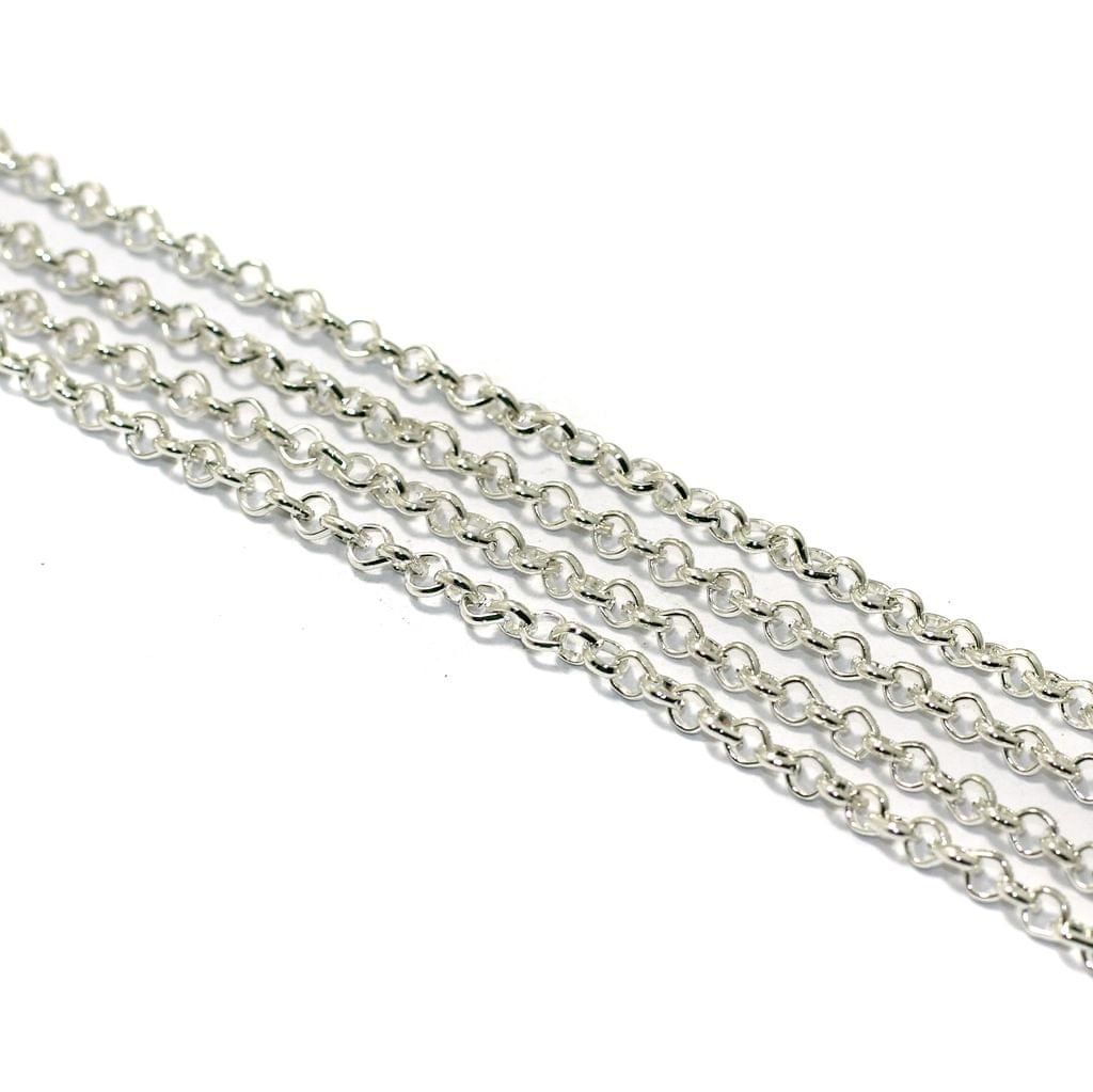 1 Mtr, 3mm Silver Plated Metal Chain-Silver / Iron