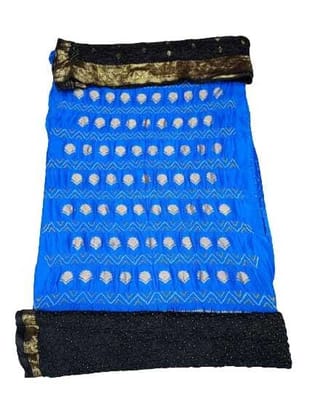 Blue & Black Color Pure Silk Bandhani Dress Material  by KalaSanskruti Retail Private Limited