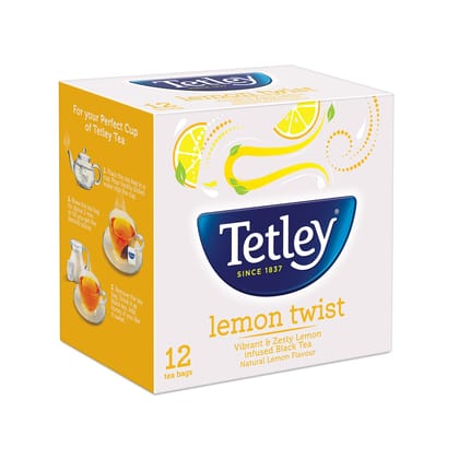 Tetley Flavour Tea Bags, Lemon, 12 Tea Bags