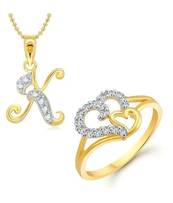 Vighnaharta Golden Alloy Combo of Ring With Pendant - 8