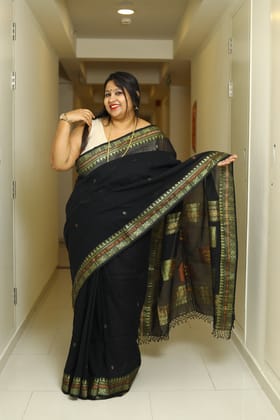 Noor Zari-Zari Work on Handloom Cotton / Black / Cotton by Cotton