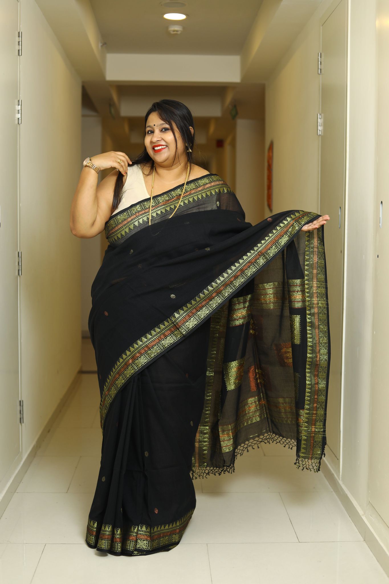 Noor Zari-Zari Work on Handloom Cotton / Black / Cotton by Cotton