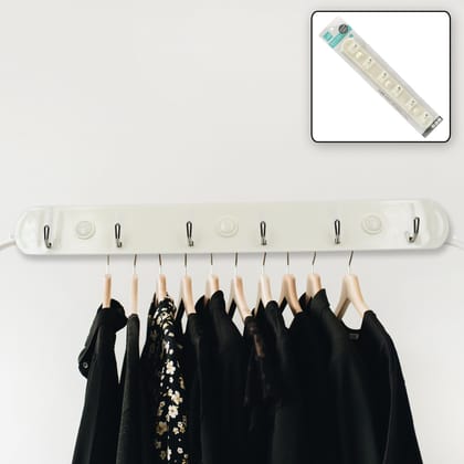 4041 Multipurpose hangers, Wall Door Hooks Rail for Hanging Clothes for Hanging Hook Rack Rail, Extra Long Coat Hanger Wall Mount for Clothes, Jacket, Hats, 6 Hook