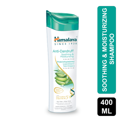 Himalaya Anti-Dandruff Shampoo (Soothing & Moisturizing) with Tea Tree Oil & Aloe Vera, 400 ml Bottle