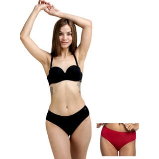 Ashleyandalvis Bamboo Micro Modal, Anti Bacterial, Skinny Soft, Premium Hipster Women Hipster Black, Red Panty (Pack Of 2 )