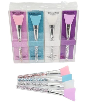 Soft Silicone Facial Applicator Hairless Silicone Brush Facial Mask Mud Mask Brush Random Colour Pack of 4