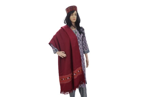 SARAS Aajeevika, Handwoven | woolen Stole | SHG Product | Himachal Pradesh | Winter & Outdoor | Warm & Elegant | Maroon