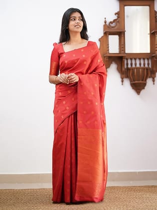 Ethnic Motifs Woven Design Zari Banarasi Saree