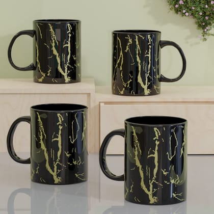 The Earth Store Black Copper Pipe Coffee Mug Set of 4 Ceramic Mugs to Gift to Best Friend, Tea Mugs, Microwave Safe Coffee Mugs