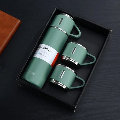 Denzcart Stainless Steel Vacuum Flask Set with 2 Steel Cups Combo for Coffee HOT Drink and Cold Water Flask Ideal Gifting Travel Friendly Latest Flask Bottle. (500ML)  by Ruhi Fashion India