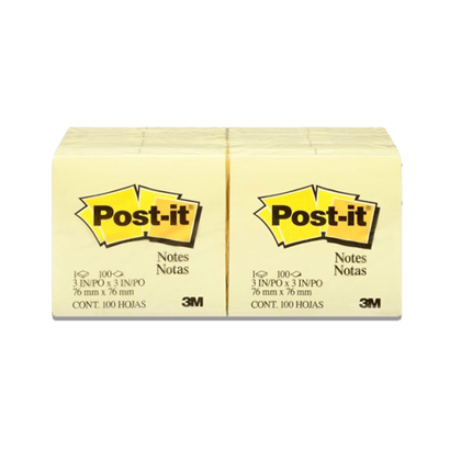 3M Post-It Notes, Original Pads, 3 X 3 Inches, 100 Sheets Per Pad, 10-Pack, Canary (Mmm654Yw)