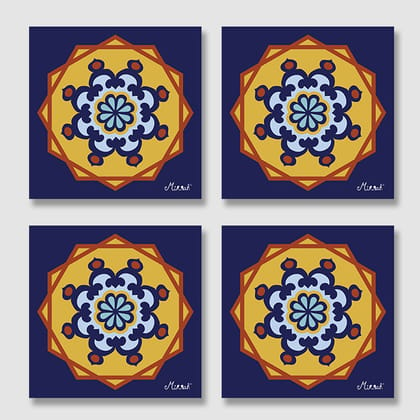 Blue Athangudi Square Acrylic Coasters - Set of 4