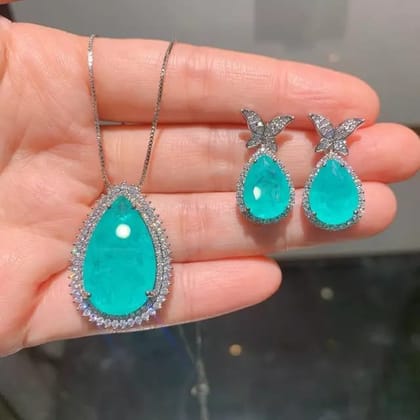 Aqua Love | Platinum Plated Waterdrop Zircon Jewelry Set