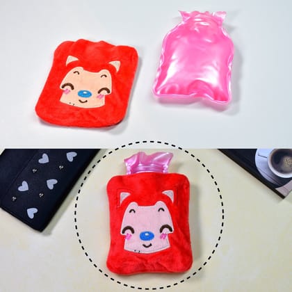 6523 Pink Cat Small Hot Water Bag With Cover For Pain Relief, Neck, Shoulder Pain And Hand, Feet Warmer, Menstrual Cramps