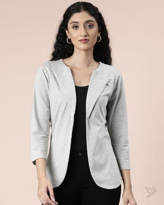Shrug Asymentrical Hem - Grey Melange-S / Grey Melange