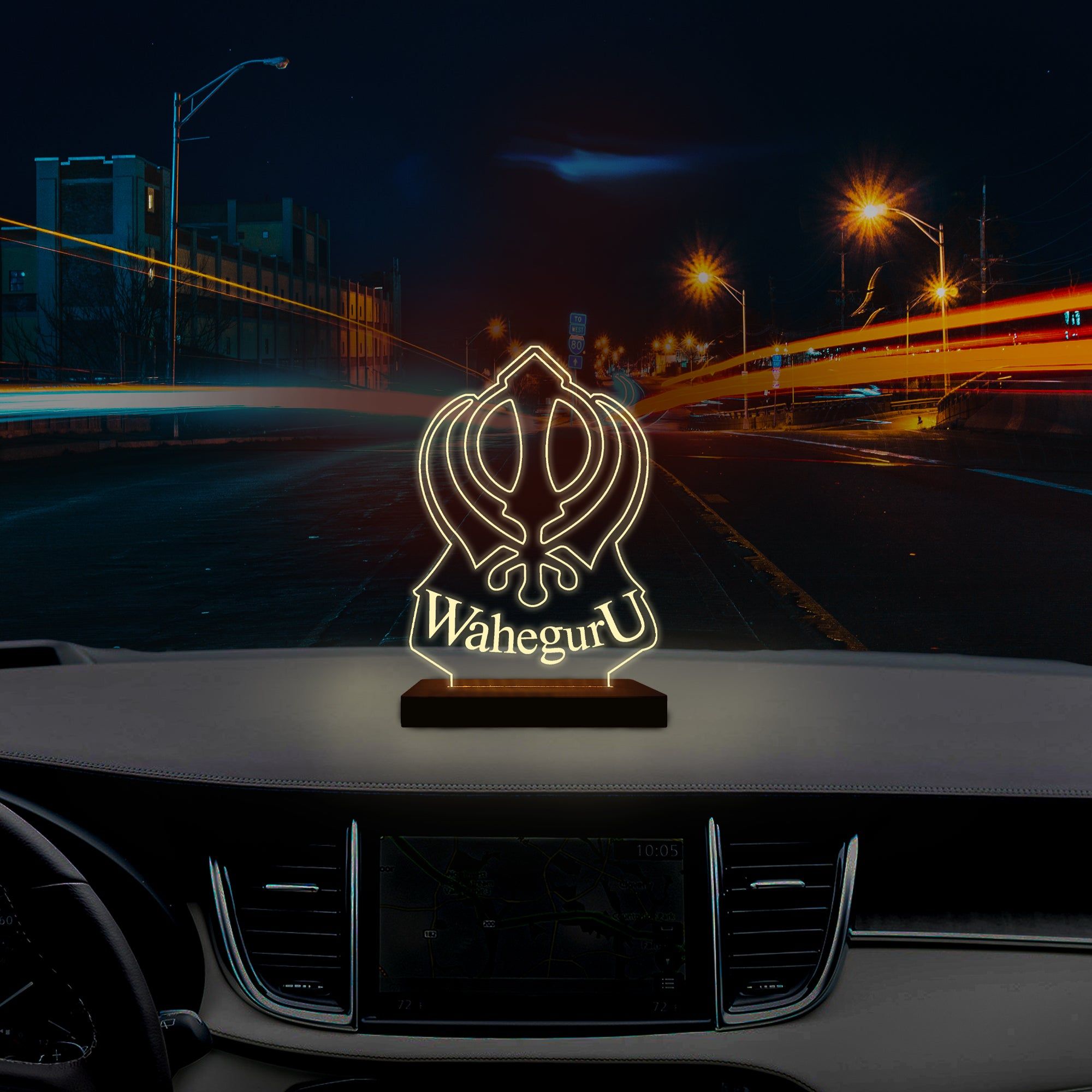 Wahe Guru ji Car LED Light-Pack Of 1