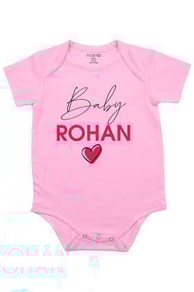 A Baby With Heart Baby Romper | Onesies w/ Custom Name-Baby Romper / 0-3 Months / Pink