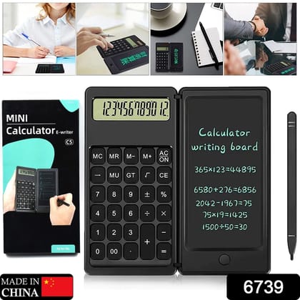 6739 Foldable Calculator With 6 Inch LCD Tablet Digital Drawing Pad Stylus Pen Erase Button Lock Function Smart Calculator - 01