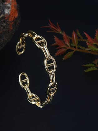 Gold-Plated Gold Bangle-Style Brass Slip-On Bracelet-Onesize / Gold