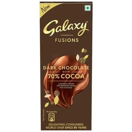 Galaxy Fusions Dark Chocolate Bar With 70% Cocoa, 110 gm