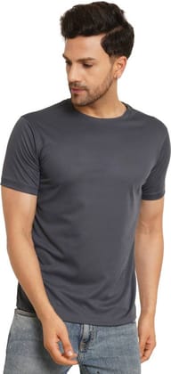Men Solid Round Neck Elastane Green T-Shirt-XL