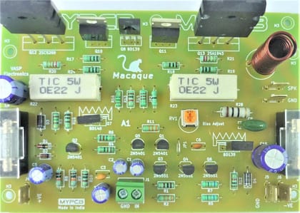 200 Watt Hifi Mono Amplifier Board using 2SC5200 2SA1943 Power transistors - Assembled Board  by MYPCB