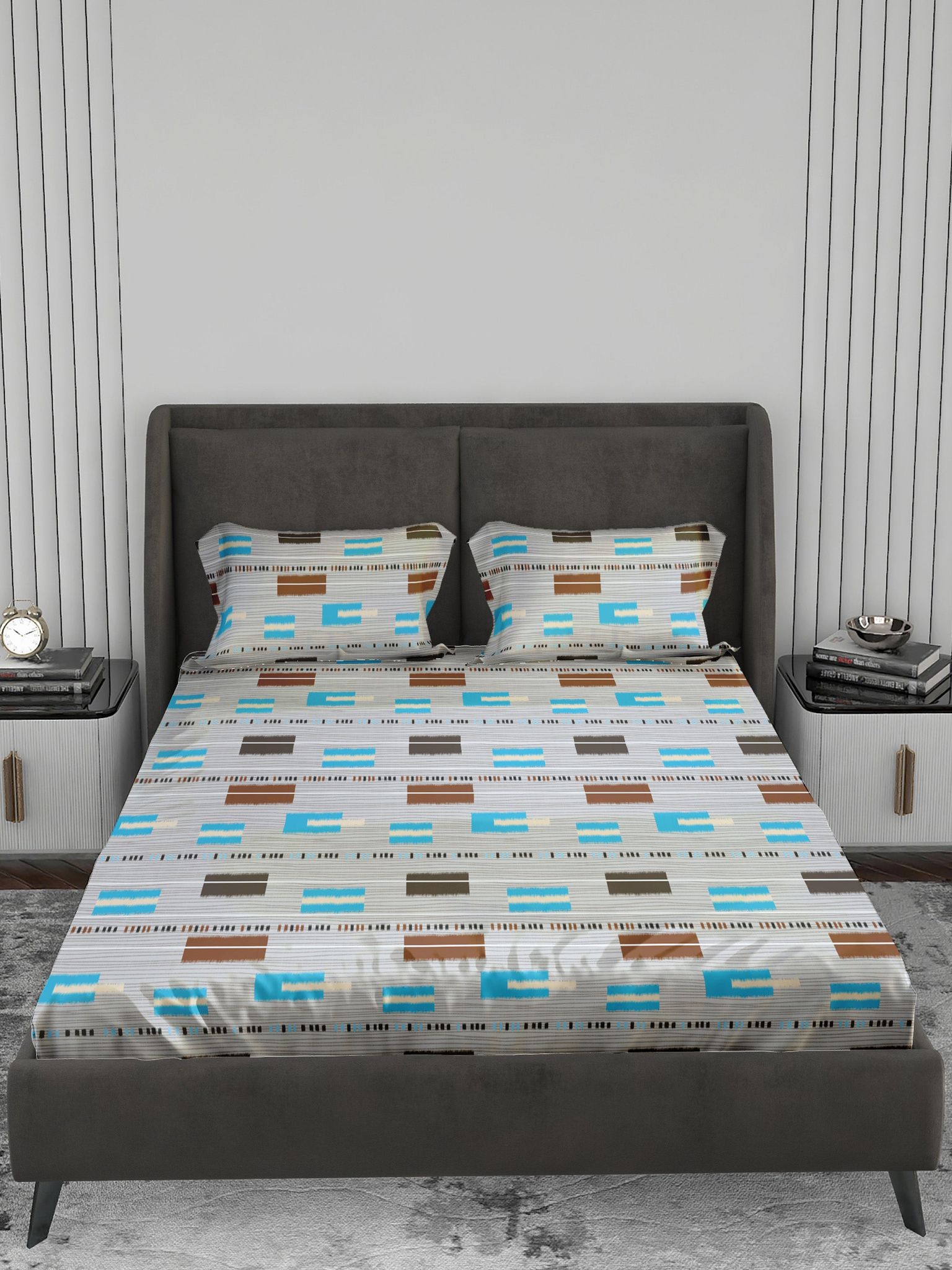 Crystal - 140GSM Glance Cotton Double Bed BedSheet-Double Bed (224cm x 254cm)