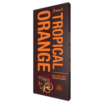 Amul Tropical Orange - Dark Chocolate Infused With Orange Extracts From Netherlands, 150 gm