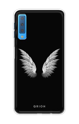 White Angel Wings Soft Cover for Samsung A7 2018