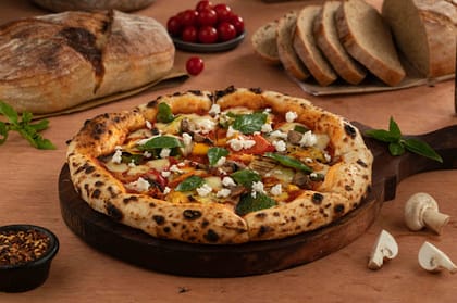 Sourdough Feta Fusion Veggie Delight Pizza __ 4 Slice