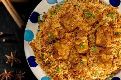 HIgh Fiber Soya Chaap Biryani with Brown Rice (Serves 1)
