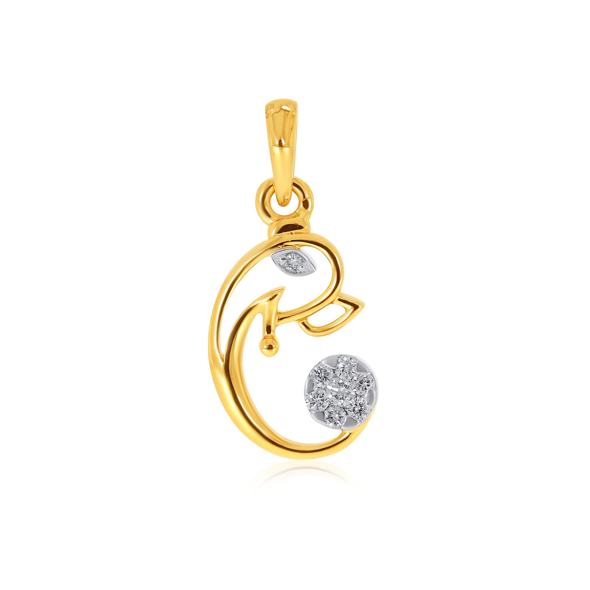 Senco Gold 18K Yellow Gold Celestial Ganapati Diamond Ganesh Pendant (Gold Wt- 1.6/ 0.09 Ct / HI-SI)